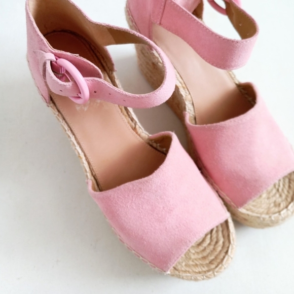 Marc Fisher suede pink wedge platform espadrille sandals - Picture 9 of 16